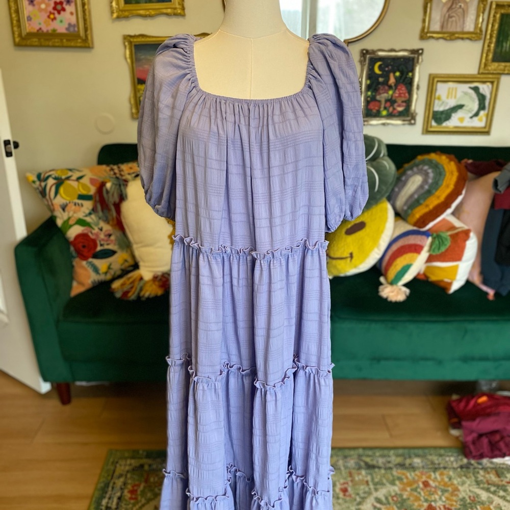 Shop Zoco Lavender Puff Sleeve Daymaker Dress